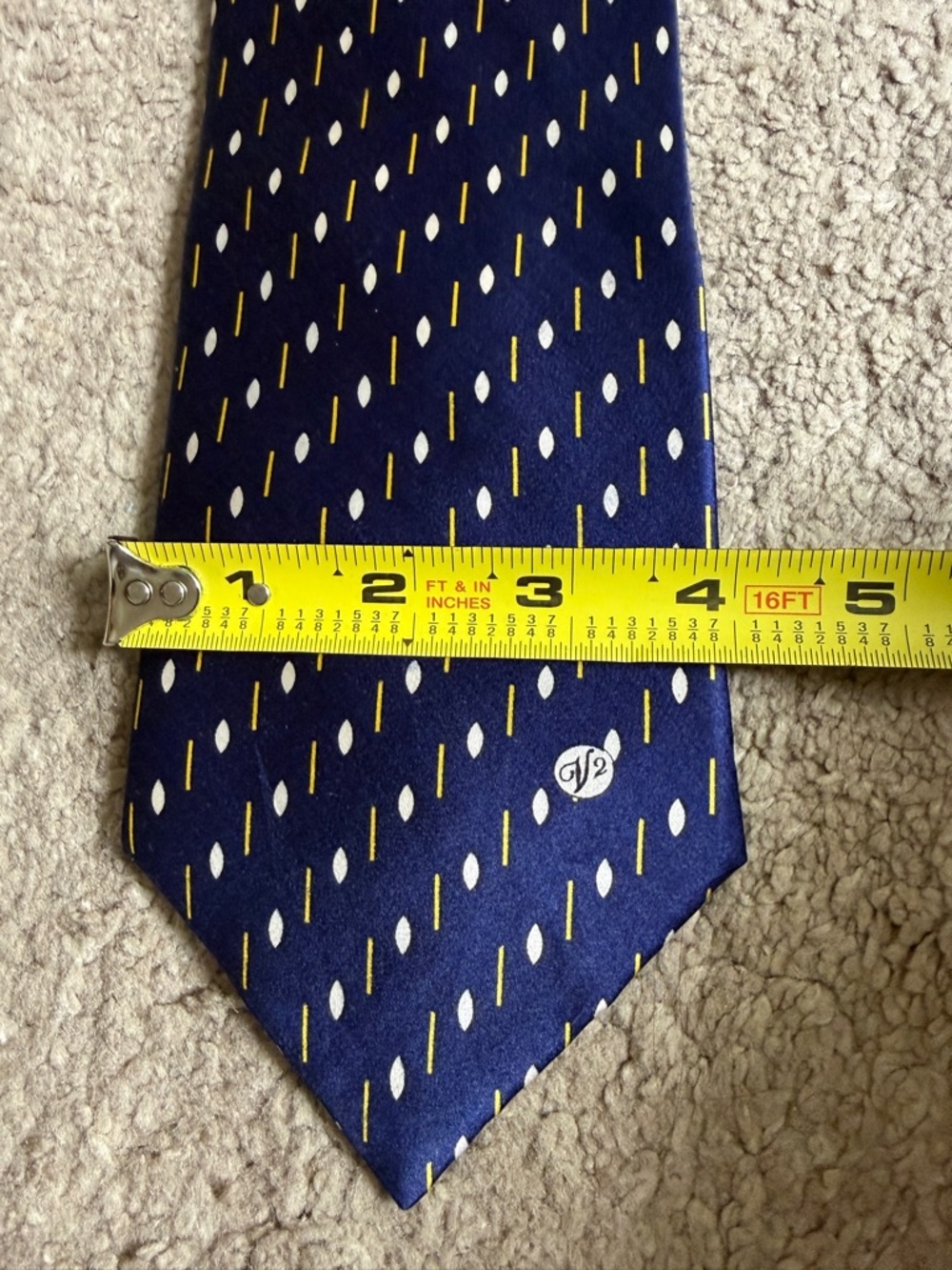 Versace Classic V2 Men's Navy Patterned 100% Silk Tie Handmade in Italy - Picture 3 of 6
